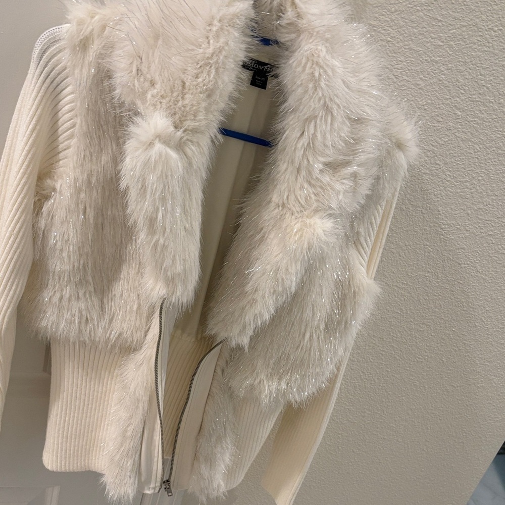 Boston Proper Cream Teddy Jacket